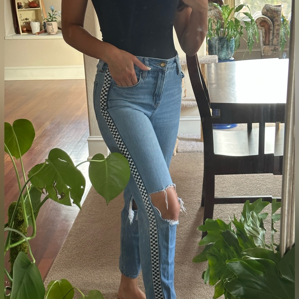 Skater Jeans Checkers Rippled Mom jeans